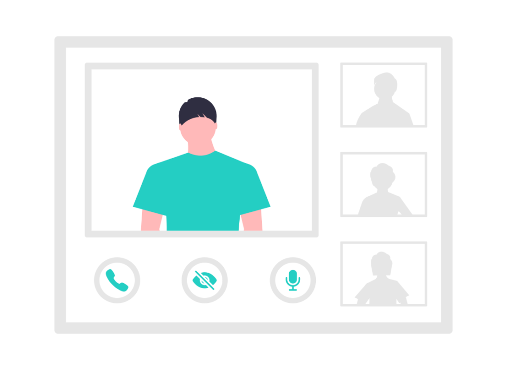 Illustration of a man doing a video chat.